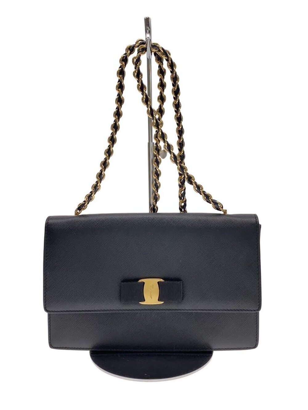 Salvatore Ferragamo Chain Crossbody Bag Leather Black
